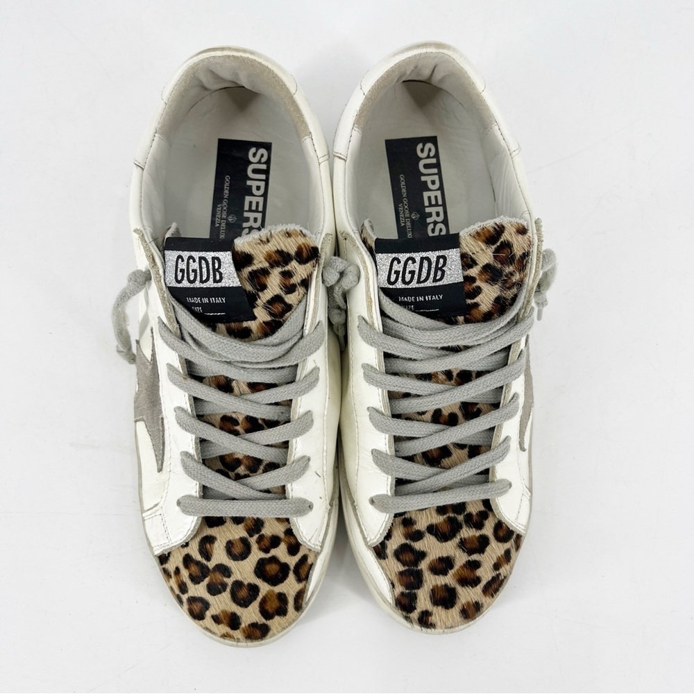 Golden Goose Super Star Leopard Calf Hair Low Top Sneakers 39 - Picture 3 of 14